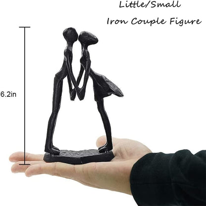 Small Cast Iron Couple Statue, 6Th Anniversary for Wife Husband