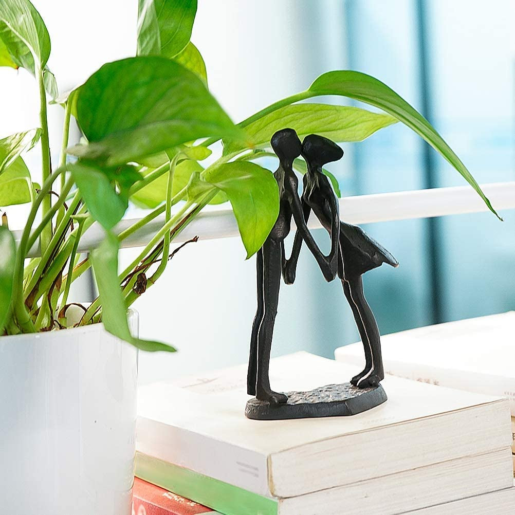 Small Cast Iron Couple Statue, 6Th Anniversary for Wife Husband