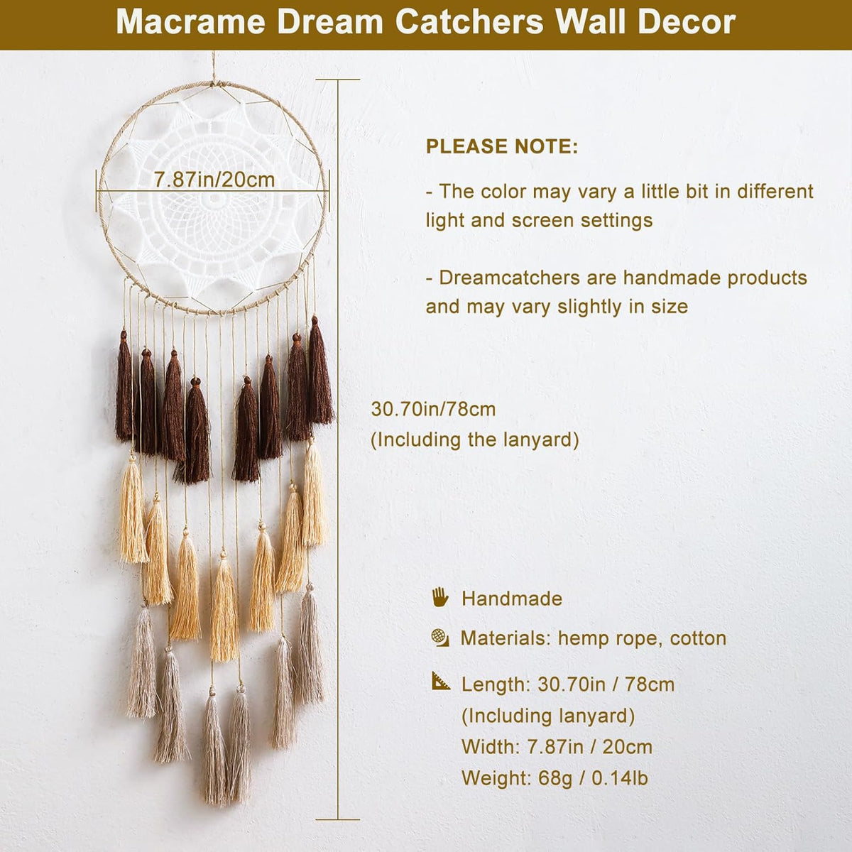 Macrame Dream Catcher Wall Hanging, Large Boho Room Decor