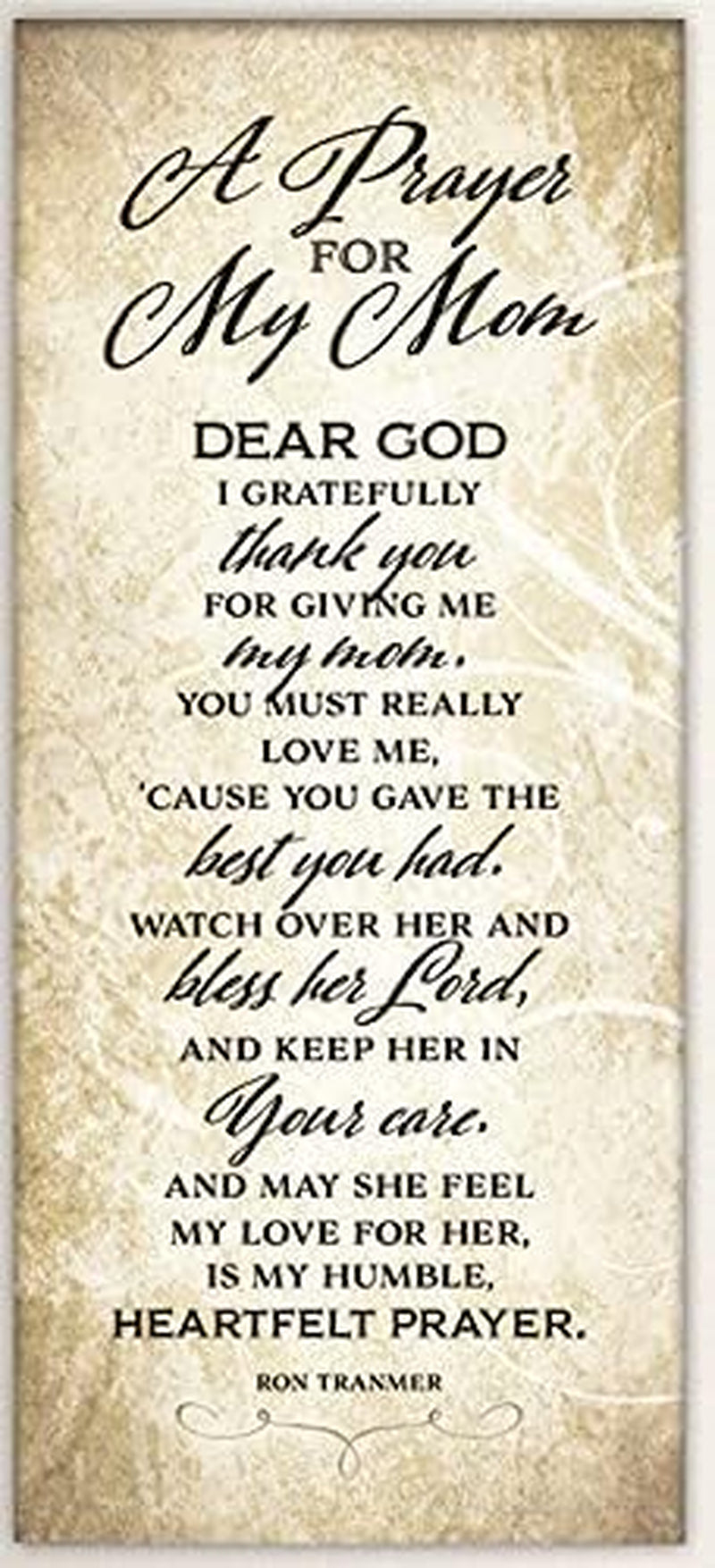 A Prayer for My Mom Traditional Wood Wall Plaque 8"X16" | Made in USA | Inspirational Christian Home Décor with Sentimental Verse for Mother | Faith-Based Decorative Sign for Living Room, Bedroom, Hallway