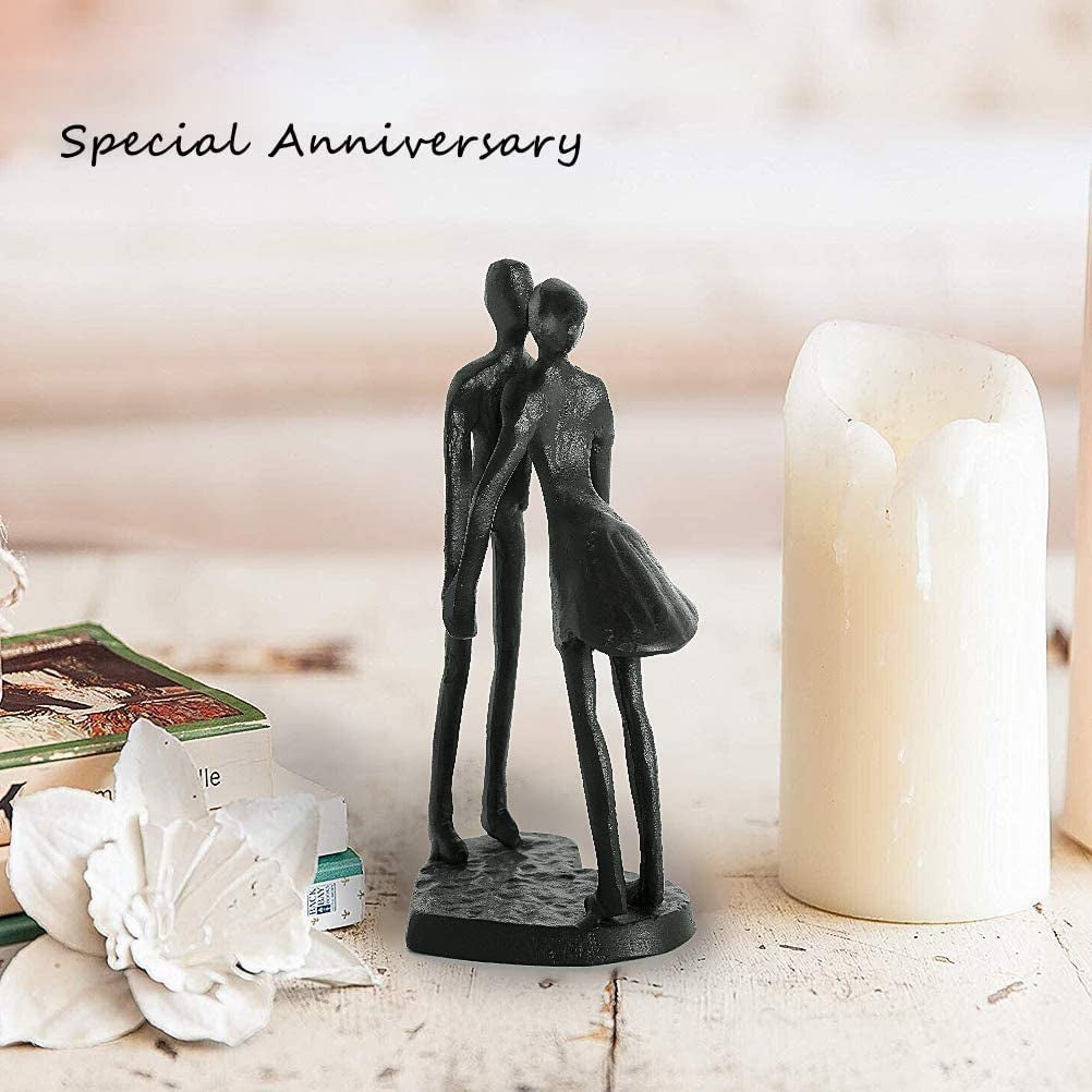 Small Cast Iron Couple Statue, 6Th Anniversary for Wife Husband
